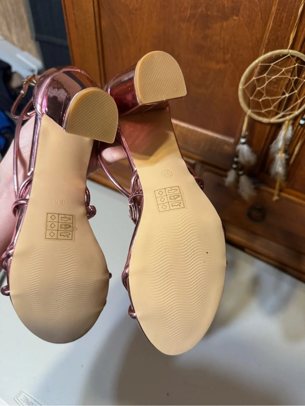 Allegra K Women's Open Toe Strappy Buckle Straps Stiletto Heel Sandals 8.5 Pink
